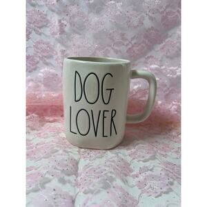 Rae Dunn "DOG LOVER" traditional classic white w/ black letters